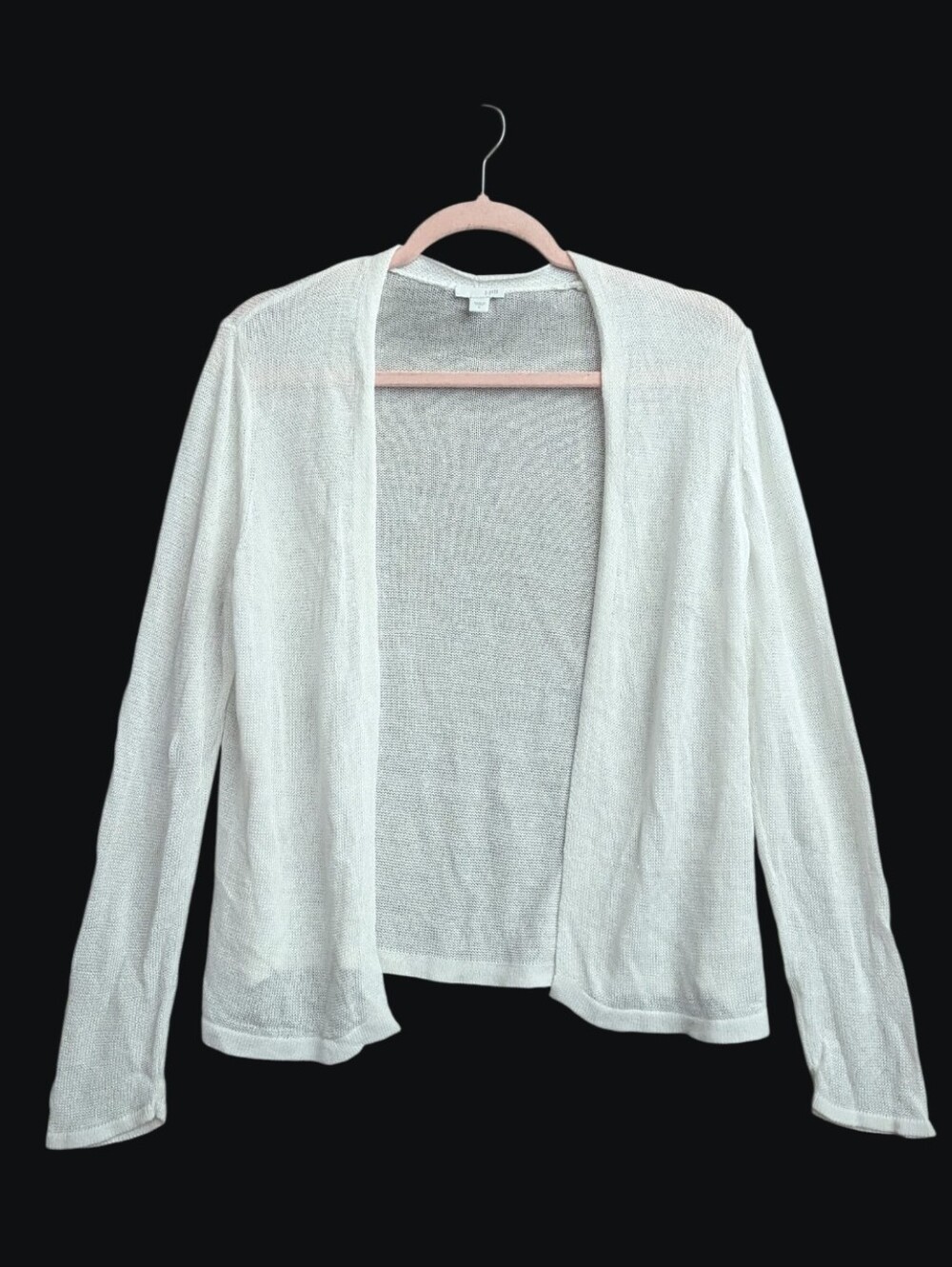 J Jill White Linen Blend Open Cardigan Medium